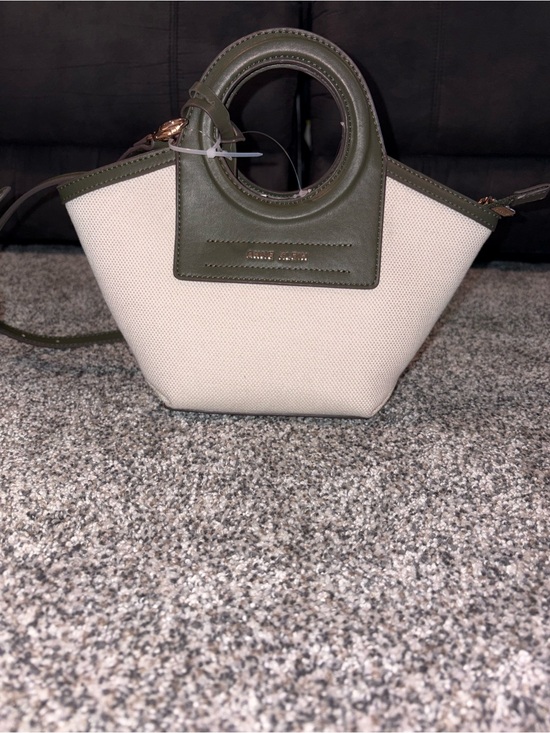 Anne Klein Handbags - Anne Klein Olive & Cream Canvas Top-Handle Tote